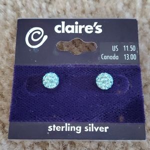 Claire's blue stud sterling silver earrings
